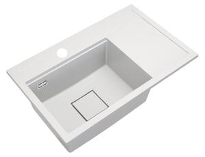 Gamma Quadro 8151, 1-komorový granitový dřez 800x500x220 mm, bílá, GMA-ZLE000183
