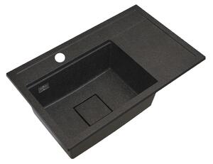 Gamma Quadro 8151, 1-komorový granitový dřez 800x500x220 mm, černá skvrnitá, GMA-ZLE000185