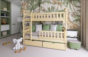 Dětská patrová postel z masivu borovice IGOREK se šuplíky - 200x90 cm - PŘÍRODNÍ BOROVICE