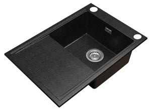 Gamma Design 7050, 1-komorový granitový dřez 700x480x205 mm, černá se zlatými body, GMA-ZLE000131