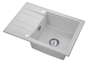 Gamma Modern 6040, 1-komorový granitový dřez 580x420x185 mm s krátkým odkapávačem, bílá, GMA-ZM-6040-WH