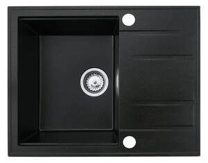 Gamma Modern 6550, 1-komorový granitový dřez 650x500x210 mm s krátkým odkapávačem, černá se zlatými body, GMA-ZLE000093