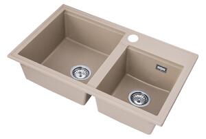Gamma Modern 8020, 2-komorový granitový dřez 795x495x210 mm, béžová, GMA-KAT00047