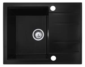 Gamma Modern 6550, 1-komorový granitový dřez 650x500x210 mm s krátkým odkapávačem, černá, GMA-ZLE000089