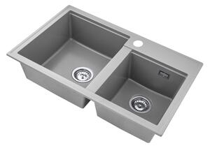 Gamma Modern 8020, 2-komorový granitový dřez 795x495x210 mm, šedá, GMA-KAT00048