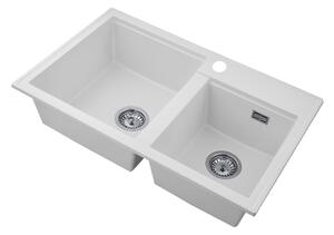 Gamma Modern 8020, 2-komorový granitový dřez 795x495x210 mm, bílá, GMA-ZLE000032