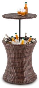Blumfeldt Beerboy, zahradní stůl, chladič nápojů, Ø 50 cm, polyratan, dvoubarevný hnědý
