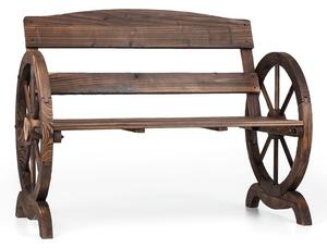 Blumfeldt Ammergau, zahradní lavice, dřevěná, kola vozu, 108 x 65 x 86 cm, jedlové opalované dřevo