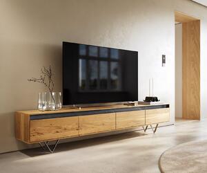 DELIFE TV stolek Stonegrace 240 cm dub přírodní 4 dvířka podnož ve tvaru V nerezová ocel