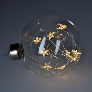 SOLIGHT LED vánoční koule skleněná, 10LED, 2x AA, IP20