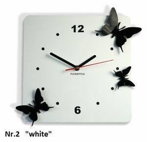 Červené 3D nástěnné hodiny motýlci Modrá