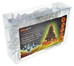 SOLIGHT LED vánoční řetěz - hvězdy, 1,5m, 10 LED, 2 x AA, modré světlo