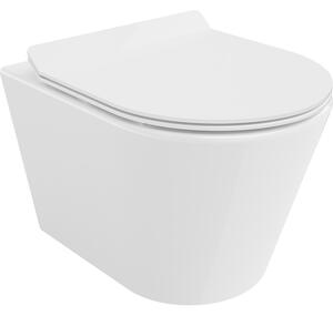Mexen Rico, závěsná WC mísa 490x360x370 mm, Rimless Tornádo + WC sedátko z duroplastu, bílá lesklá, 30720100T