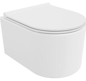 Mexen Sofia, závěsná WC mísa 490x360x355 mm, Rimless Tornádo + WC sedátko z duroplastu, bílá lesklá, 30540500T