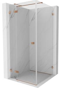 Mexen Lunar T, sklápěcí sprchový kout levý 110 x 110 cm, 8mm čiré sklo, profil měděná matná, 834T-110-110-65-00-L