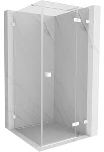 Mexen Lunar T, výklopný sprchový kout pravý 80 x 80 cm, 8mm čiré sklo, bílý profil, 834T-080-080-20-00-P