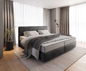 DELIFE Boxspring postel Dream-Well mikrovlákno antracitová vintage 200x200 cm s taštičkovou pružinovou matrací a visco topperem