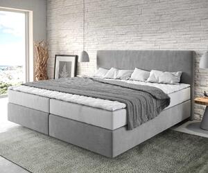DELIFE Boxspring postel Dream-Well mikrovlákno šedá 200x200 cm s taštičkovou pružinovou matrací a visco topperem