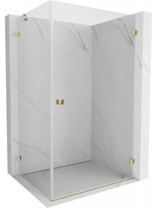 Mexen Lunar-B, pravostranný výklopný sprchový kout 90 x 80 cm, 8mm čiré sklo, zlatý profil, 832-090-080-50-00-P