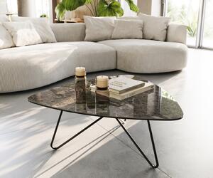 DELIFE Konferenční stolek Ekrem 88x85 cm keramika Laminam®Emperador Extra Lucidato tmavě hnědá Hairpin kov černá