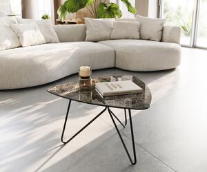 DELIFE Konferenční stolek Ekrem 65x65 cm keramika Laminam®Emperador Extra Lucidato tmavě hnědá Hairpin kov černá