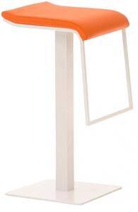 Barová židle Prisma koženka, výška 78 cm, bílá-oranžová