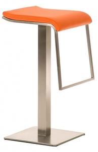 Barová židle Prisma koženka, výška 78 cm, nerez - oranžová