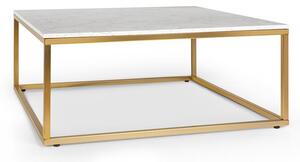 Besoa White Pearl II, konferenční stolek, 81,5 x 35 x 81,5 (Š x V x H), mramor, zlatý/bílý
