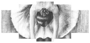Gario 5 dílný obraz na plátně Šedá rozcvička baletky Velikost: 150 x 70 cm