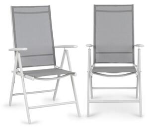 Blumfeldt Almeria, skládací židle, sada 2 kusů, 59,5 x 107 x 68 cm, Comfortmesh, hliník/bílá