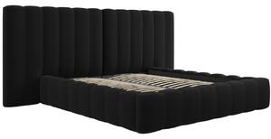 Černá sametová dvoulůžková postel MICADONI Kelp 160 x 200 cm