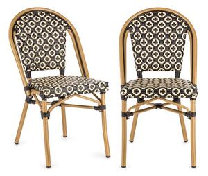 Blumfeldt Montbazin BL, židle, možnost ukládat židle na sebe, hliníkový rám, polyratan, černo-krémová
