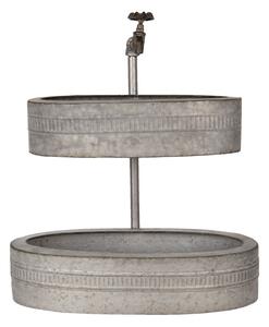 Šedý plechový retro květináč / etažér - 49*22*55 cm - Clayre & Eef