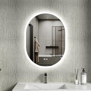 Erga Demi, oválné LED zrcadlo 60x80cm, 3 barvy světla, přední osvětlení, topná podložka proti zapaření, ERG-V01-DEMI-6080-CL