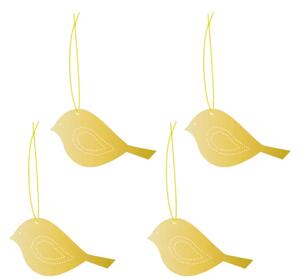 COOEE Design Sada zlatých ozdob Bird Brass - 4 ks CED312