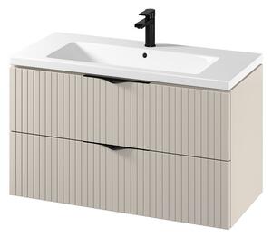 Cersanit Tirso, závěsná umyvadlová skříňka 994x447x572 mm + keramické umyvadlo, béžová matná, S801-548