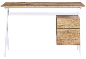 Psací stůl se zásuvkou 120 x 60 cm světlé dřevo/bílý ASHLAND