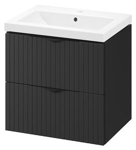 Cersanit Tirso, závěsná umyvadlová skříňka 594x447x572 mm + keramické umyvadlo, černá matná, S801-586