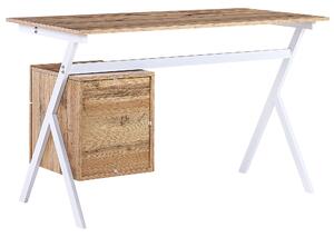 Psací stůl se zásuvkou 120 x 60 cm světlé dřevo/bílý ASHLAND
