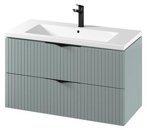 Cersanit Tirso, závěsná umyvadlová skříňka 994x447x572 mm + keramické umyvadlo, zelená matná, S801-546