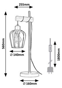 Rabalux Stolní lampa FABIANO 1x40W | E27 - černá, světlé dřevo