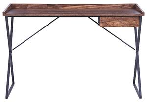 Psací stůl se zásuvkou 120 x 54 cm tmavé dřevo/černý NOXON