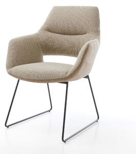 DELIFE Jídelní židle Yago-Flex s područkami kombinace materiálů tmavě béžová tenká podnož černá taštičkové pružiny