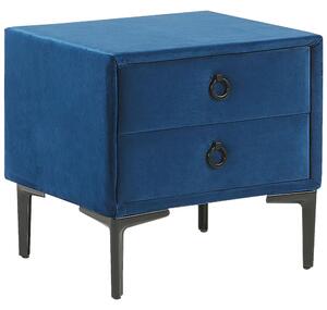 Noční stolek sametový modrý SEZANNE