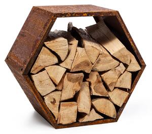 Blumfeldt Hexawood Rust, stojan na dřevo, šestiúhelníkový tvar, 50,2 × 58 × 32 cm