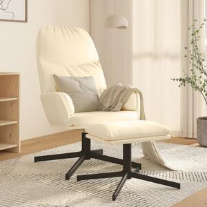 Relaxační křeslo se stoličkou krémově bílé umělá kůže