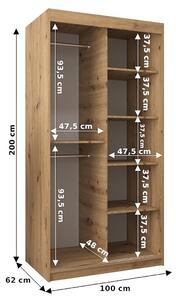 Šatní skříň Tapi 2 | 100 cm | artisan | béžový čalouněný panel