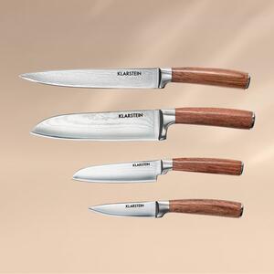 Klarstein Kaito, souprava damaškových nožů, 4 dílná, extra ostrá, rukojeti z růžového dřeva