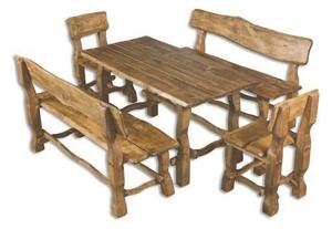 Olša Sedací souprava z masivního dřeva, 5 dílů, rozměr stolu: 150 × 75 × 75 cm