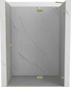 Mexen, Mexen Lunar pravé otočné sprchové dveře 135 cm, transparentní, broušené zlato - 834-135-000-55-00-P